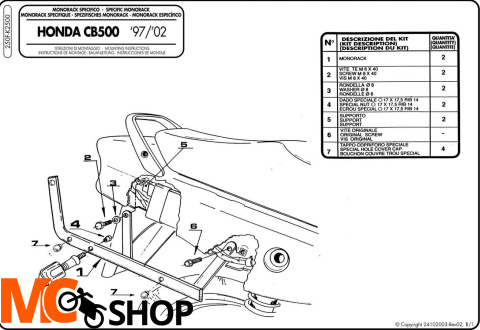 Stelaż centralny Givi 250f do CB 500 / CB 500 S