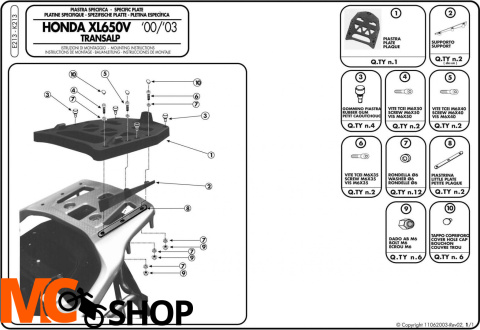 GIVI E213 ADAPTER HONDA XL 650V TRANSALP '00-07