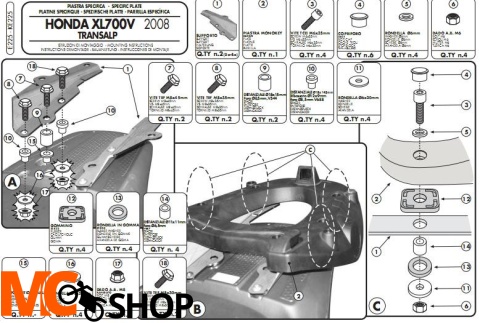 GIVI E225 Mocowanie Kufra Monokey Honda Xl 700V Transalp 08