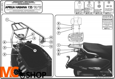 GIVI SR74 MOCOWANIE CENTRALNE APRILIA HABANA 125