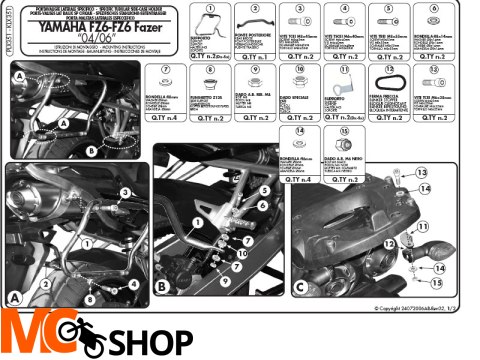 GIVI PLX351 stelaż boczny v35 do FZ6/ FAZER '04-06