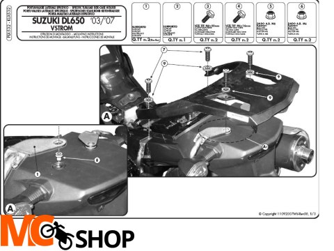 GIVI PLX532 stelaż boczny v35 DL 650 (04 > 11)