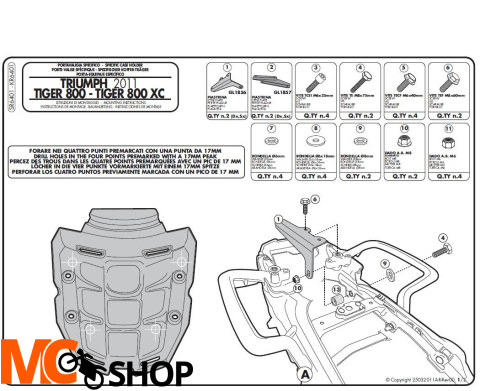 GIVI SR6401 Mocowanie do MONOKEY TRIUMPH TIGER 800