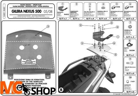 Givi E682 Adapter Monokey Gilera Nexus 500 05