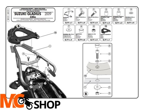 Givi SR121 stelaż centralny Gladius 650 (09 > 16)