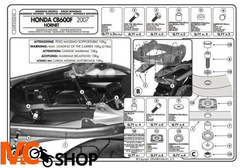 Givi 263FZ Stelaż Monorack Honda Cb 600 Hornet F/ab '07-