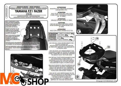 Givi 359FZ Stelaż Monorack Yamaha FZ1 Fazer 1000 (06 > 15)