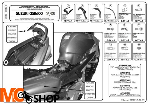 Givi SR116 Stelaż centralny MONOKEY GSR 600 06>11
