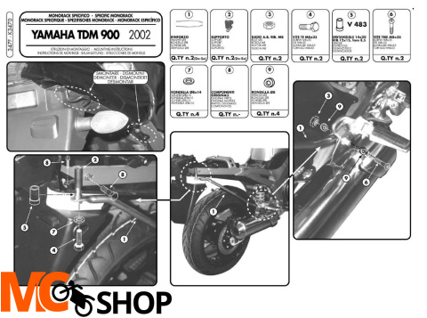 Stelaż 347F pod kufer Yamaha TDM 900 (GIVI)