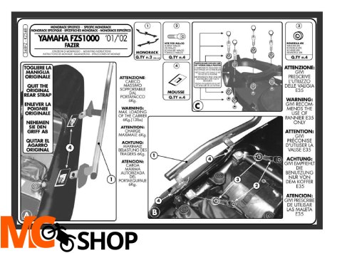 Stelaż 348 FZ pod kufer do YAMAHY FZS 1000
