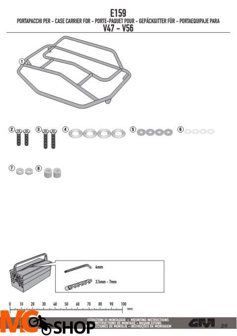 GIVI E159 BAGAŻNIK GÓRNY KUFRA V47, V56