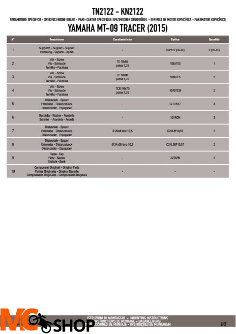 Gmole Givi TN2122 do YAMAHA MT-09 (15-16) osłony silnika