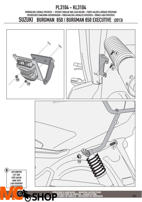 GIVI PL3104 mocowanie boczne Monokey Burgman 650 (13-16)