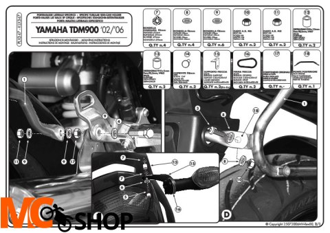 GIVI PLX347 MOCOWANIE boczne YAMAHA TDM 900
