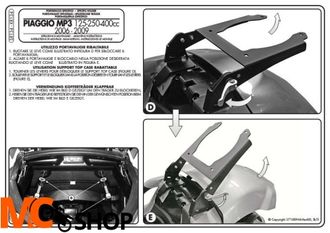 GIVI SR134 stelaż centralny Monokey Piaggio MP3