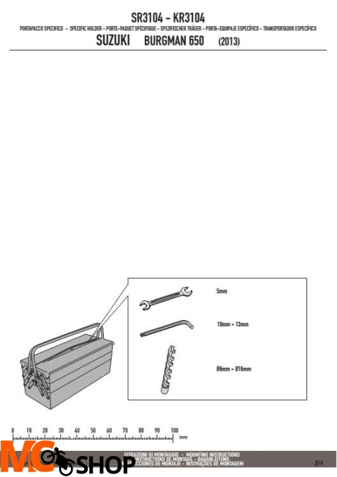 GIVI SR3104 Mocowanie centralne SUZUKI AN 650 Burgman Executive (02-12), Burgman 650 / 650 Executive (13-14)