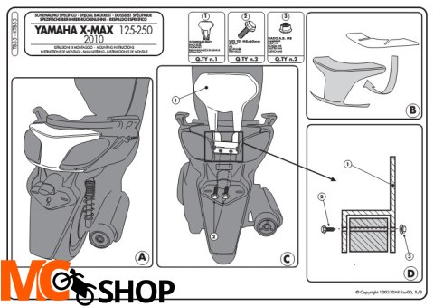 GIVI TB55 OPARCIE YAMAHA X-MAX 125-250