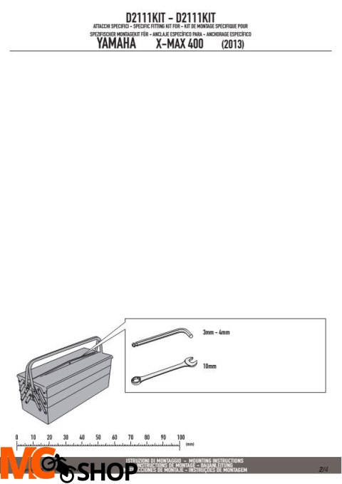 GIVI D2111KIT ZESTAW DO SZYBY YAMAHA X-MAX 125-250 (14), X-MAX 400 (13-14)