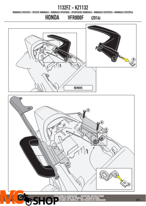Stelaż centralny Givi 1132FZ do VFR 800 F (14>16)