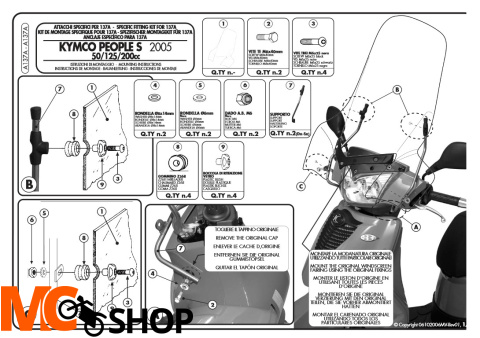 Kappa A137A Mocowanie do Szyby 137A Kymco People S 50-125-200 (05 > 12)