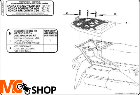 Kappa K200 Stelaż centralny Honda Xl 600 V Transalp (89