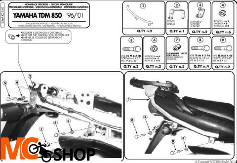 Kappa K3360 Stelaż centralny do TDM 850 (96 > 01)