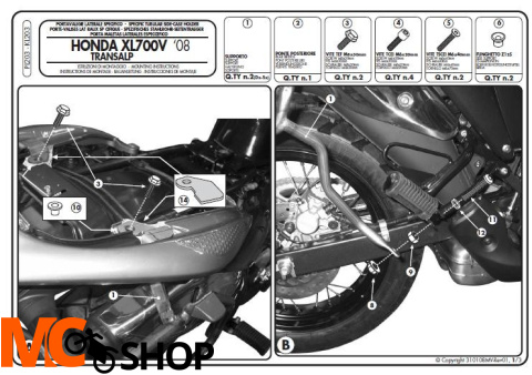 Kappa KL203 stelaż boczny Honda Xl 700V Transalp 08