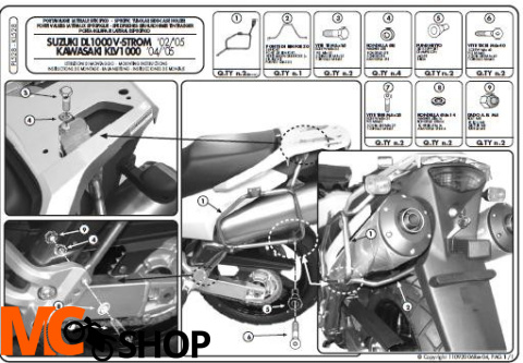 Stelaż boczny Kappa KL528 DL1000 02-11 KLV 1000 04-10