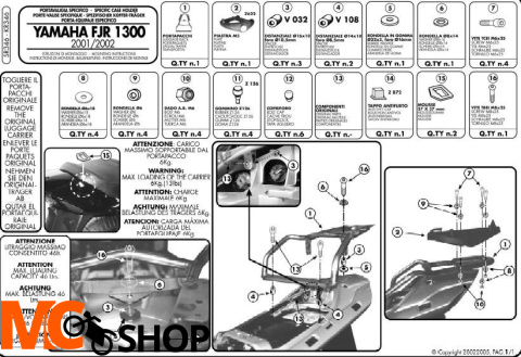 Kappa KR346 stelaż centralny FJR 1300 (01 > 05)