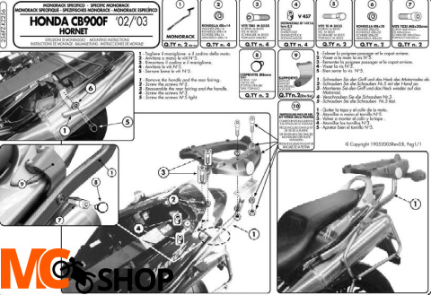 Kappa KZ256 Stelaż Kufra Centralnego Honda Cb 900 Hornet (02 > 0(