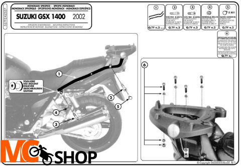 Kappa KZ527 Stelaż centralny Suzuki Gsx 1400 02-09