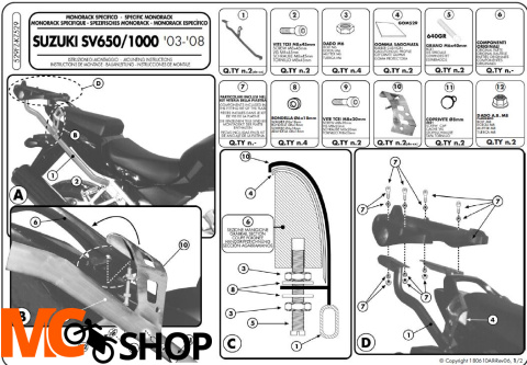 Kappa KZ529 Stelaż centralny Suzuki Sv 650 1000 Monorack