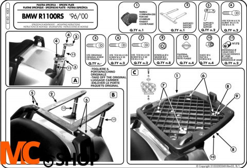 Kappa K83 Stelaż centralny BMW R 1100RS/RT 1150RT