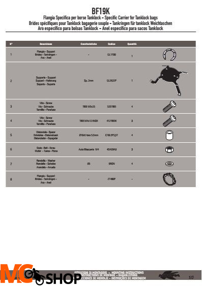 Kappa BF19K Pierścień mocujący tanklock BMW G 650
