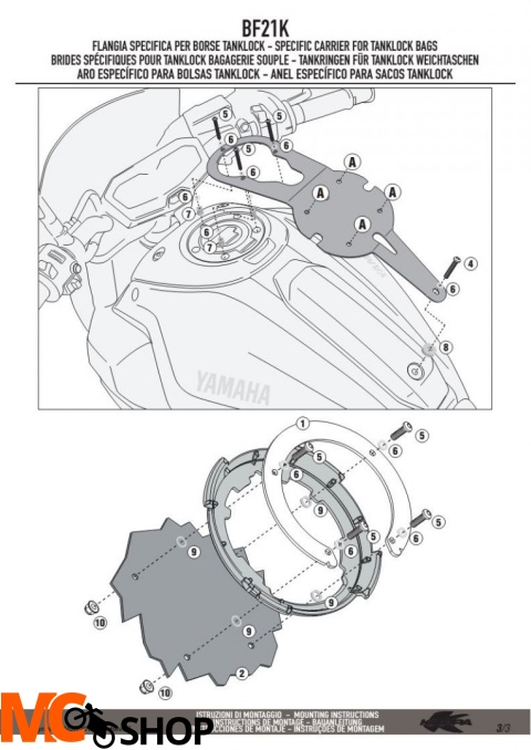 Kappa BF21K Pierścień mocujący tanklock Yamaha MT-07