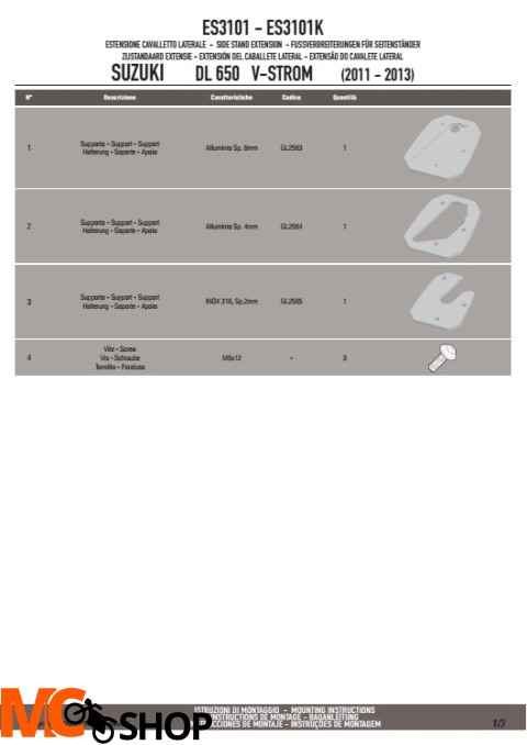 KAPPA ES3101K POSZERZENIE STOPKI SUZUKI DL 650 V-STROM L2-L3 (11-13)