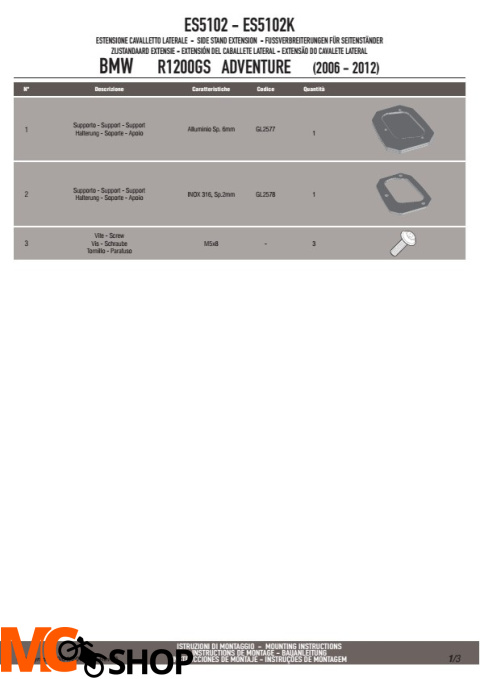 KAPPA ES5102K POSZERZENIE STOPKI BMW R1200GS 07>12 / Adventure 14