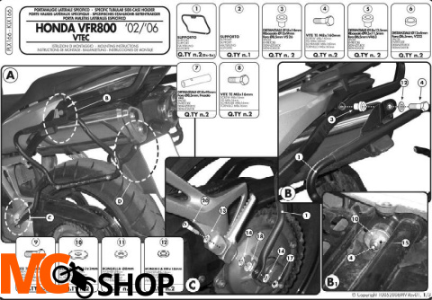 Kappa KLX166 stelaż boczny v35 VFR 800 VTEC (02>11)