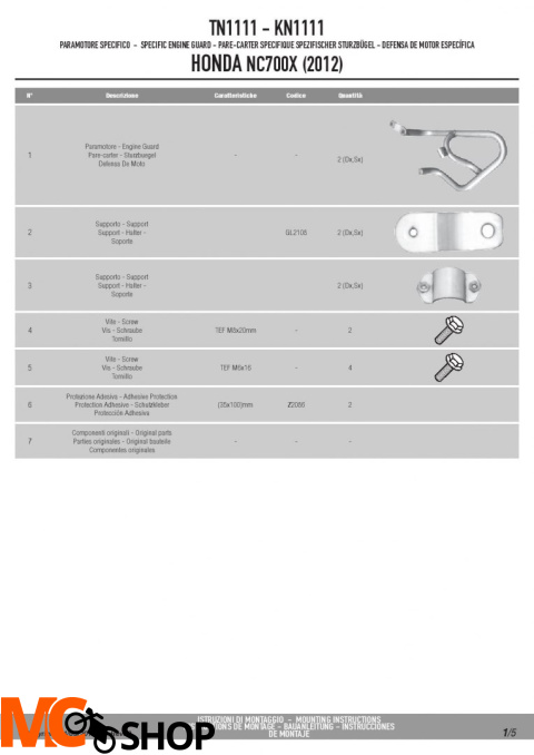 Kappa KN1111 Osłony Silnika Honda NC700X