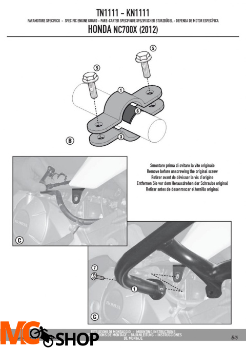 Kappa KN1111 Osłony Silnika Honda NC700X