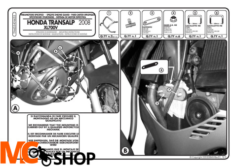 Kappa KN455 Osłony Silnika Honda Xl 700V Transalp