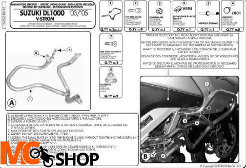 Kappa KN46 Osłony Silnika Suzuki Klv 1000 (04 > 09)