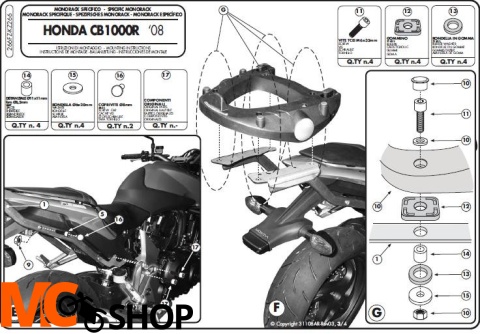 Stelaż centralny Kappa kz266 do CB 1000 R 08-15
