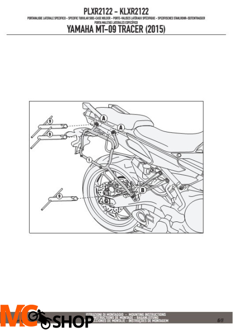 KAPPA KLXR2122 STELAŻ boczny YAMAHA MT-09 TRACER (2015) Z SYSTEMEM SZYBKIEGO DEMONTAŻU 