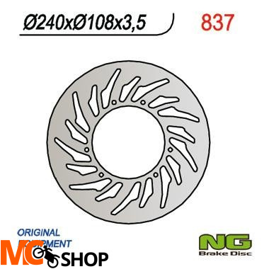 NG TARCZA HAMULCOWA PRZÓD YAMAHA DT 50R 03-08, XT 125R 05-08 NG837