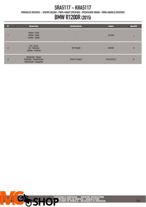 Kappa KRA5117 płyta aluminiowa R 1200 R /RS (15 > 16)