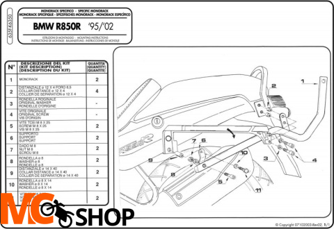 KAPPA K6350 STELAŻ KUFRA CENTRALNEGO BMW R850R (95)