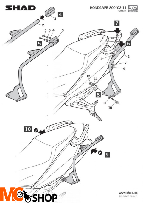 STELAŻ SHH0VF82IF 3P SHAD HONDA VFR 800 - 05/11