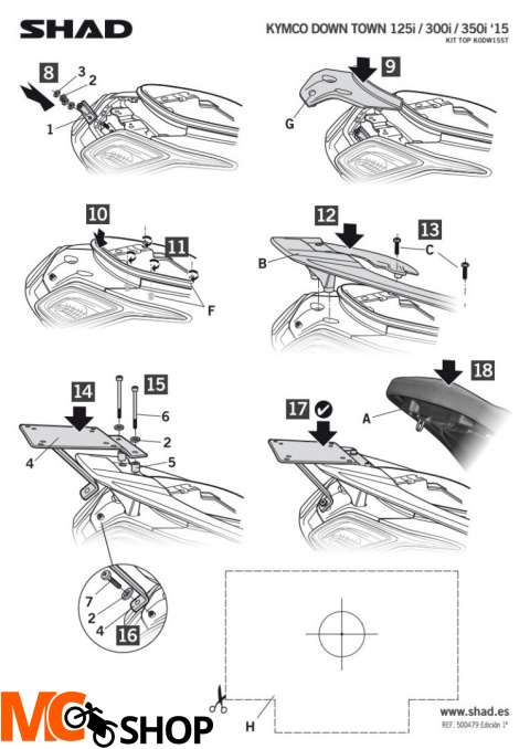 STELAŻ SHAD KSHK0DW15ST KYMCO 125/300/350 - 15/16