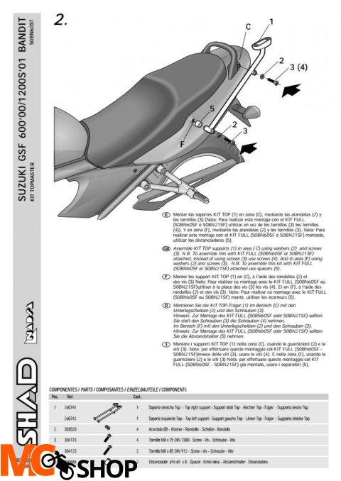 STELAŻ SHAD KSHS0BN60ST SUZUKI BANDIT 1200 N/S - 01/04